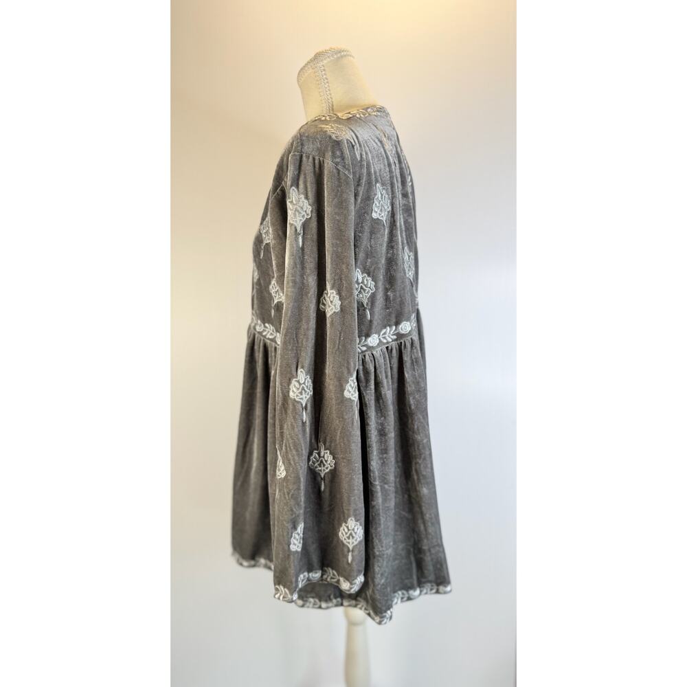 POL Velvet Tunic Silver Gray Women’s Medium Boho Fairy Cottage Festival Babydoll - Picture 5 of 16